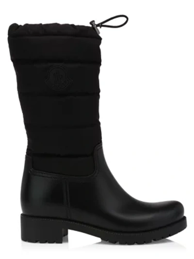Shop Moncler Women's Ginette Drawstring Quilted Tall Boots In Black