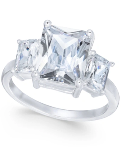 Charter Club Fine Silver Plate Triple-crystal Ring, Created For Macy's In Silver
