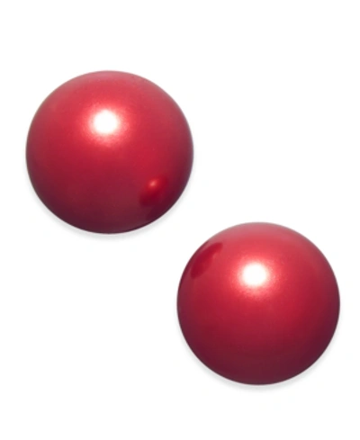 Shop Charter Club Imitation Pearl (12mm) Stud Earrings, Created For Macy's In Red