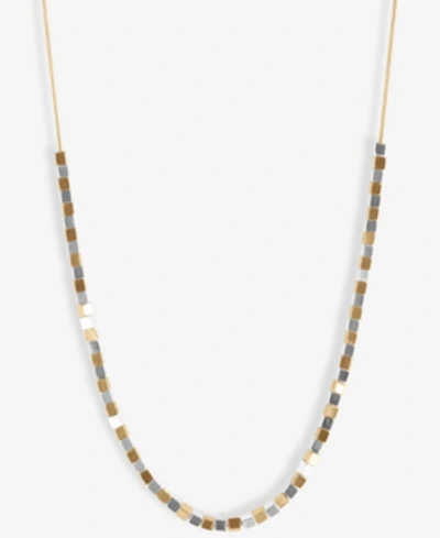 Shop Lucky Brand Two-tone Square-beaded Strand Necklace, 32" + 2" Extender
