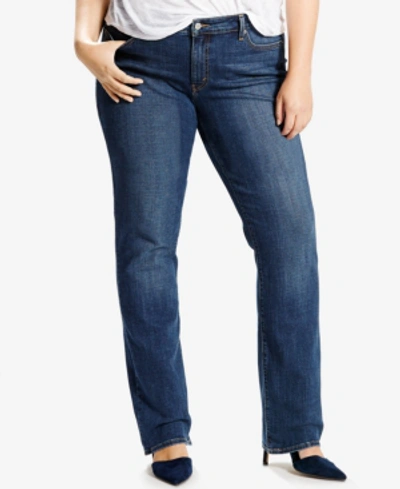 Shop Levi's Trendy Plus Size Classic Straight-leg Jeans In Oak Blues