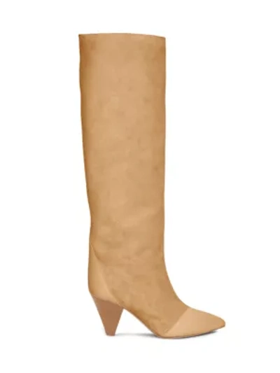 Shop Isabel Marant Leoul Suede & Leather Tall Boots In Beige
