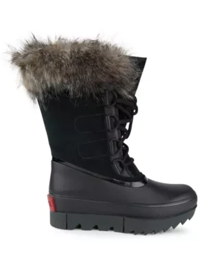 Shop Sorel Joan Of Arctic Next Faux Fur-trimmed Leather Boots In Black