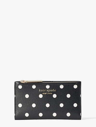 Shop Kate Spade Spencer Cabana Dot Small Slim Bifold Wallet In Black Multi