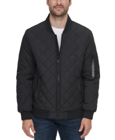 Shop Calvin Klein Men's Quilted Baseball Jacket With Rib-knit Trim In Black