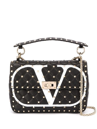 Shop Valentino Small Rockstud Spike Shoulder Bag In Black