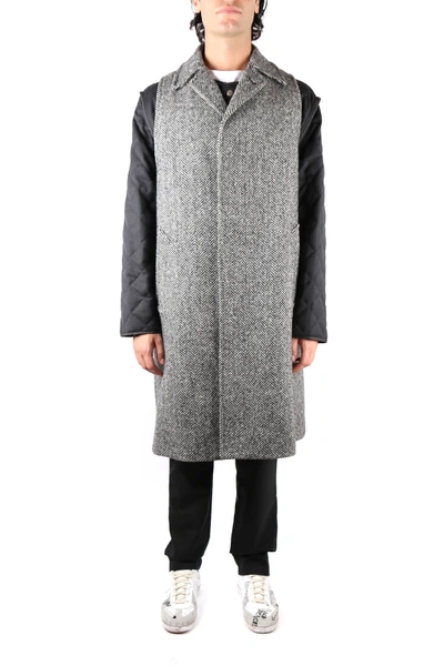 Shop Maison Margiela Grey Wool Quilted Down Jacket