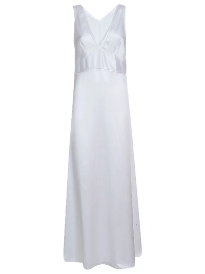 Shop Olga Frua Maia Long Nightdress In Bianco