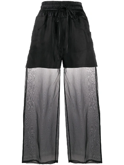 Shop Andrea Ya'aqov Sheer-panel Flared Trousers In Black