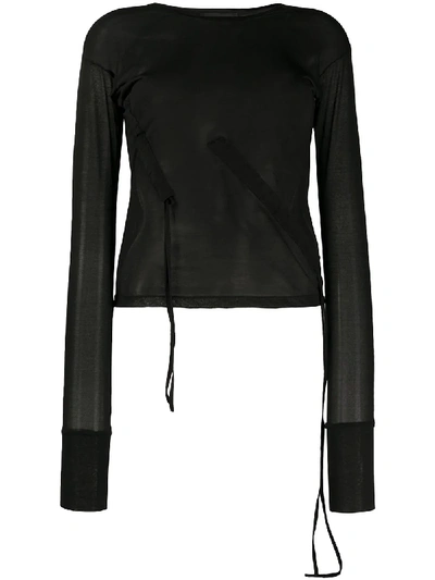 Shop Andrea Ya'aqov Fine-knit Long-sleeve Top In Black