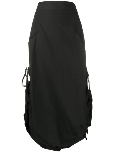 Shop Andrea Ya'aqov Drawstring-detail Midi Skirt In Black