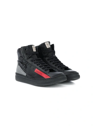 Shop Cesare Paciotti Teen Logo-print High-top Sneakers In Black