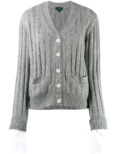 Shop Jejia Ribbed Long-sleeve Cardigan In Grey