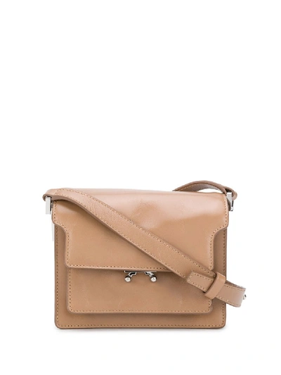 Shop Marni Mini Trunk Shoulder Bag In Neutrals