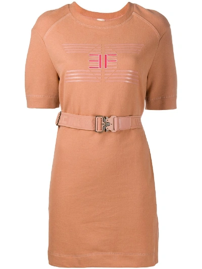 Shop Elisabetta Franchi Logo Print Dress In Pink