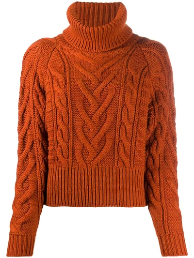 Shop Dolce & Gabbana Cable-knit Rollneck Jumper In Orange