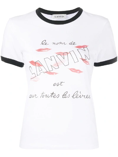 Shop Lanvin Lip-print Logo T-shirt In White