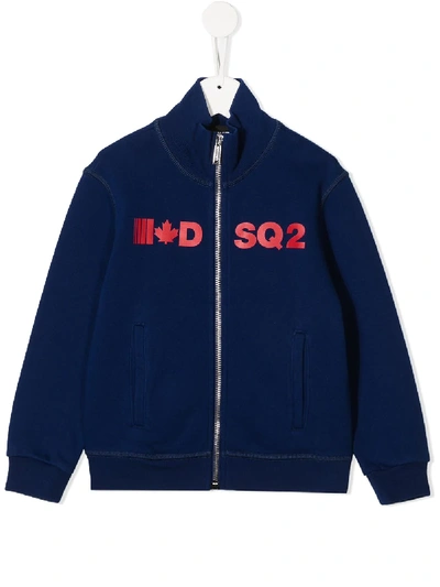 Dsquared2 Zipped Logo Sweatshirt In Blue