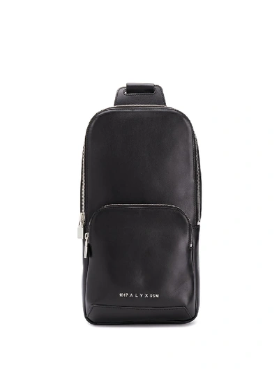 Shop Alyx Logo Print Leather Crossbody Backpack In Black