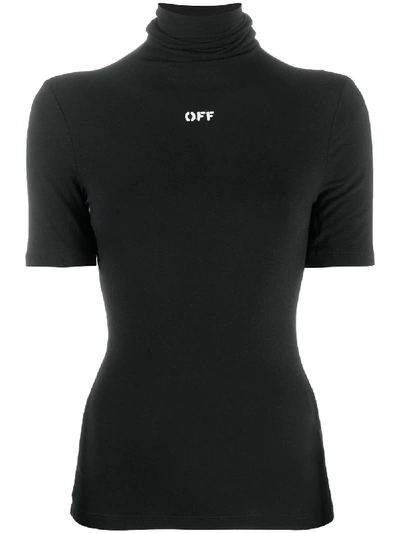 Shop Off-white Logo-print Roll-neck T-shirt In Black