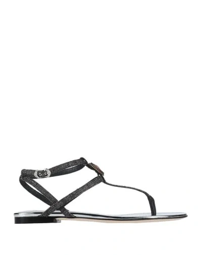 Shop Dolce & Gabbana Flip Flops In Steel Grey