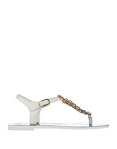 Shop Dolce & Gabbana Toe Strap Sandals In White