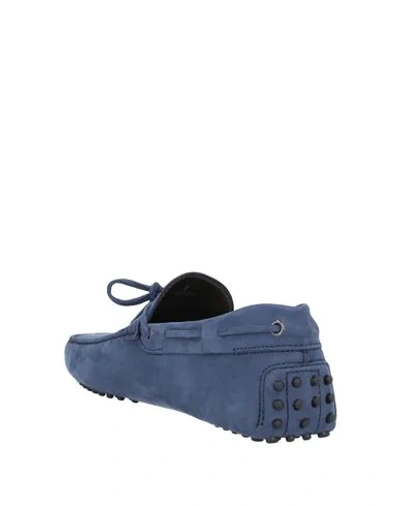 Tod's Man Loafers Slate Blue Size 8.5 Leather In Blue
