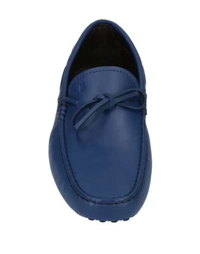 Tod's Man Loafers Navy Size 8.5 Soft Leather In Dark Blue