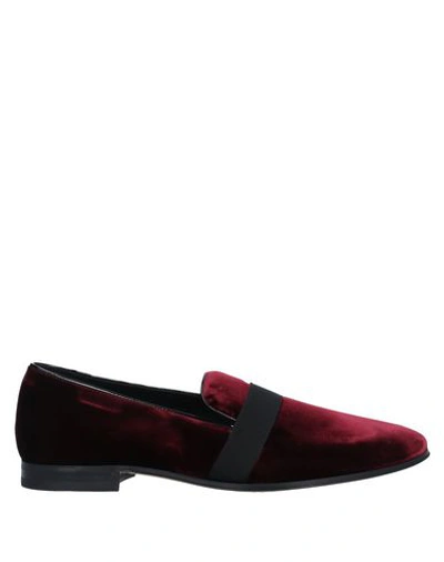 Shop Tod's Man Loafers Burgundy Size 7.5 Textile Fibers In Red