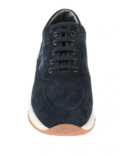 Shop Hogan Woman Sneakers Midnight Blue Size 7.5 Soft Leather