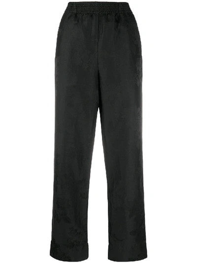 Shop Aganovich Elasticated Waist Straight Trousers In Black