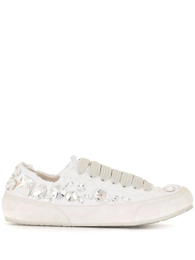 Shop Pedro Garcia Embellished Low-top Sneakers In White