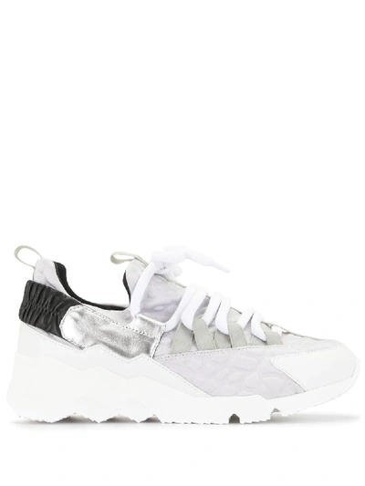 Shop Pierre Hardy Contrast Panel Platform Sneakers In White