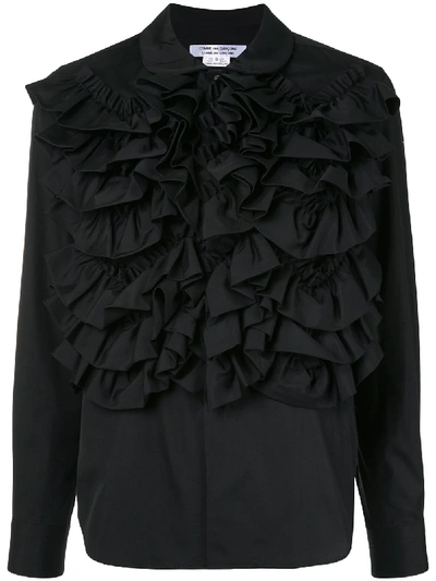 Shop Comme Des Garçons Comme Des Garçons Ruffled Front Shirt In Black