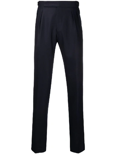 Shop Tagliatore Pleat-front Straight Leg Trousers In Blue