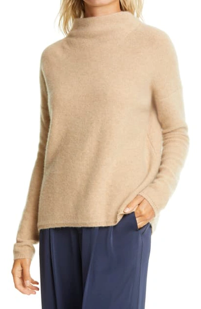 Shop Vince Funnel Neck Boiled Cashmere Sweater In Blueberry