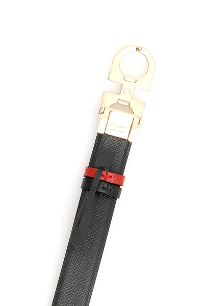 Shop Ferragamo Reversible Double Gancio Belt In Red,black