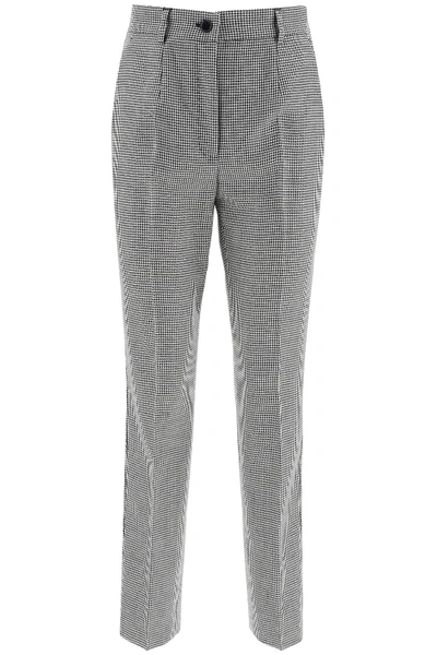 Shop Dolce & Gabbana Houndstooth Wool Pants In Black,white