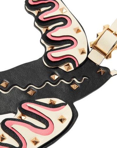 Shop Valentino Garavani Woman Key Ring Black Size - Soft Leather