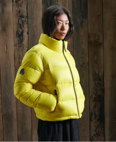 Shop Superdry Women's Luxe Alpine Down Padded Jacket Yellow / Citrus Zest