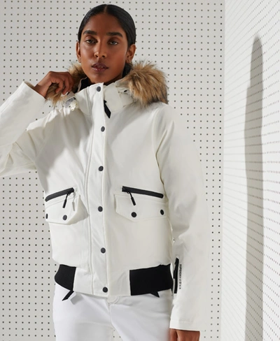 Shop Superdry Sport Everest Down Snow Bomber Jacket In White