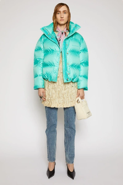 Shop Acne Studios Cropped Down Jacket Turquoise Blue