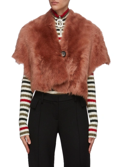 Shop Karl Donoghue Leather Strap Toscana Lambskin Shearling Cape In Pink