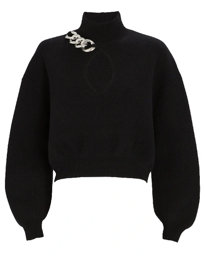 Shop Alexander Wang Chain Trim Turtleneck Sweater In Black
