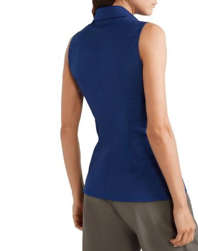 Shop Akris Woman Shirt Blue Size 2 Cotton, Polyamide, Elastane