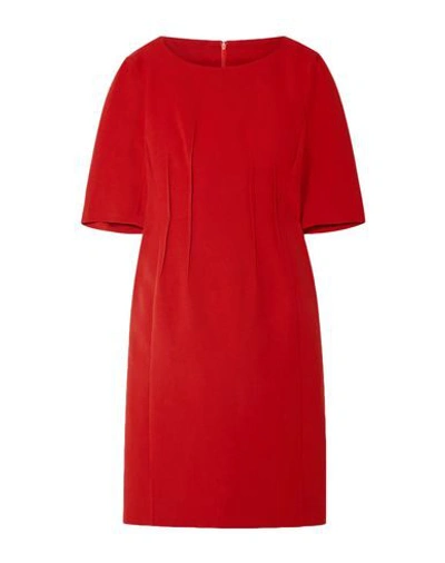 Shop Akris Woman Midi Dress Red Size 12 Cotton, Silk, Elastane, Polyamide