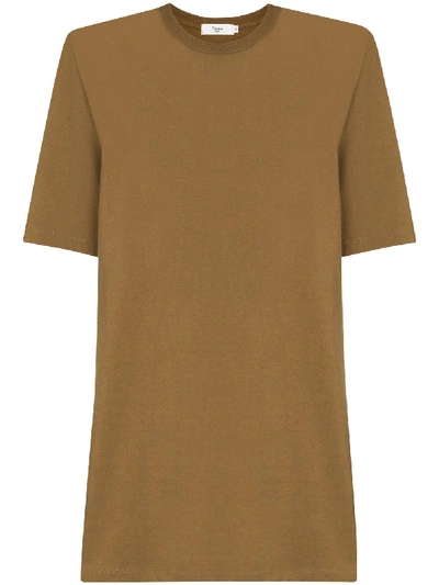 Shop The Frankie Shop Sean Padded Shoulder T-shirt Dress In Brown