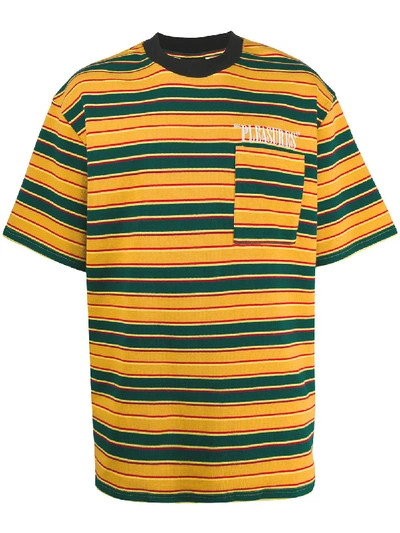 Shop Pleasures Oversized Stripe T-shirt In Yellow