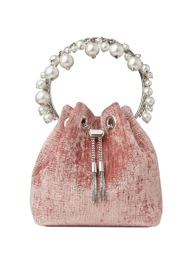 Shop Jimmy Choo Pearl-embellished Handle Bon Bon Bag In Pink