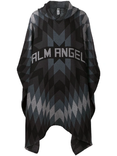 Shop Palm Angels Geometric-knit Cape In Black